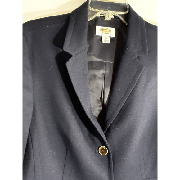 Talbots Wool Blend Blazer Jacket Sz 14 Black 2 Button Close Double Front Pockets - Picture 3 of 7